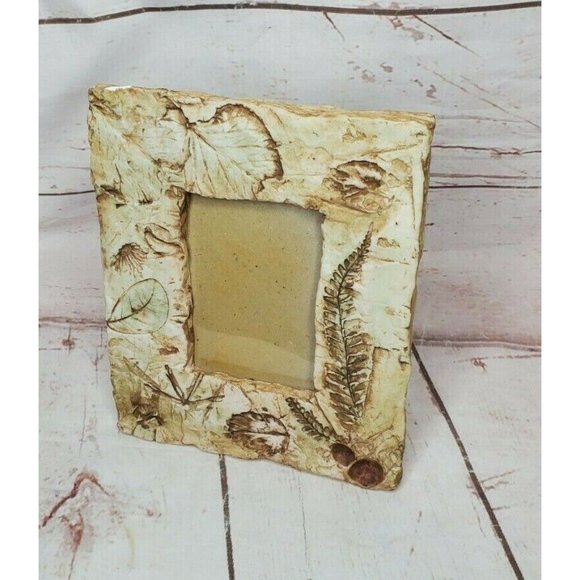 Rare Vintage Stone Leaf Embossed Freestanding Picture Photo Frame - Picture 5 of 12